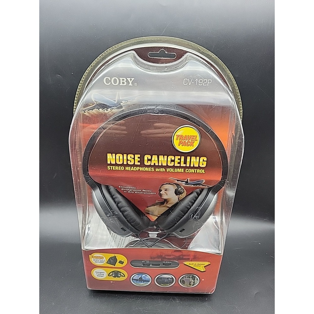 Coby CV-192P Noise Canceling Stereo Headphones W/Volume Control - New